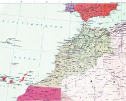 Карта марокко на русском языке Карта марокко с достопримечательностями на русском языке